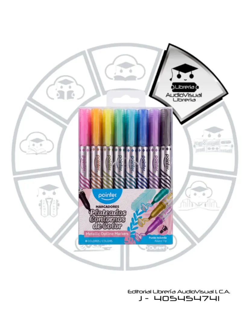 [BOU0PO12] MARCADORES PLATEADOS CONTORNO COLOR POINTER 8