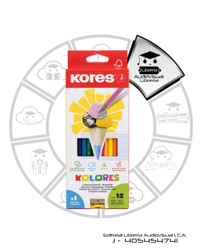CREYONES TRIANGULARES KORES 12+SAC