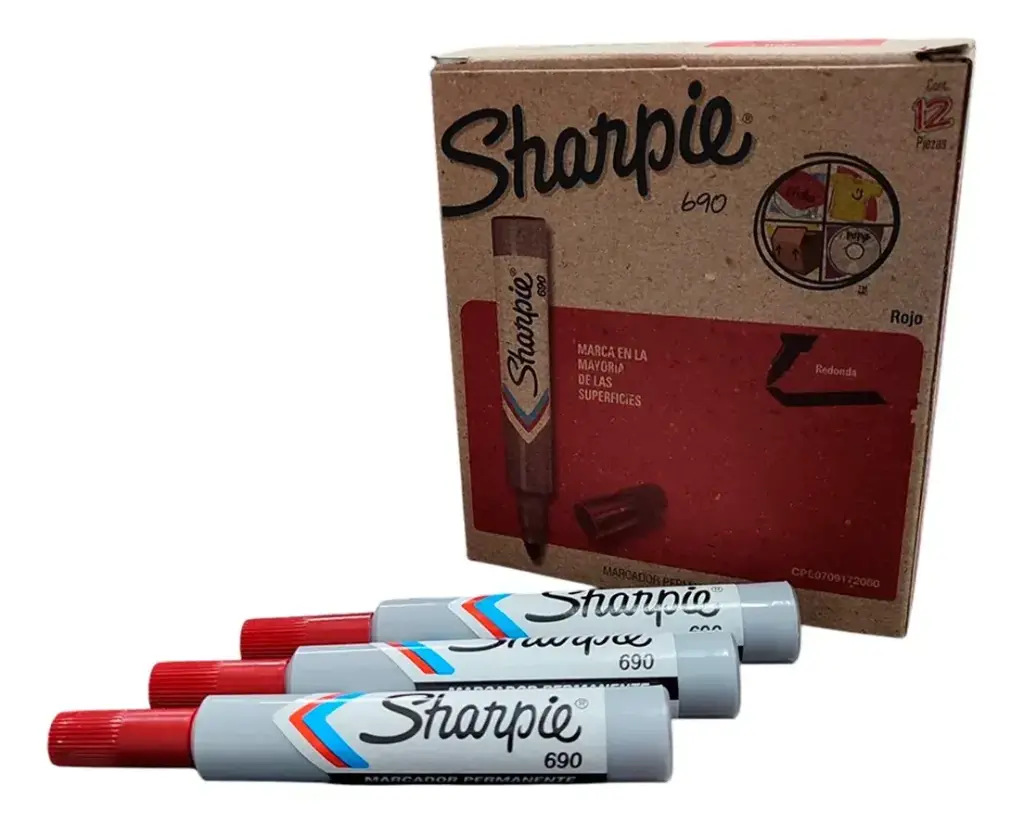 MARCADOR 690 ROJO SHARPIE 12