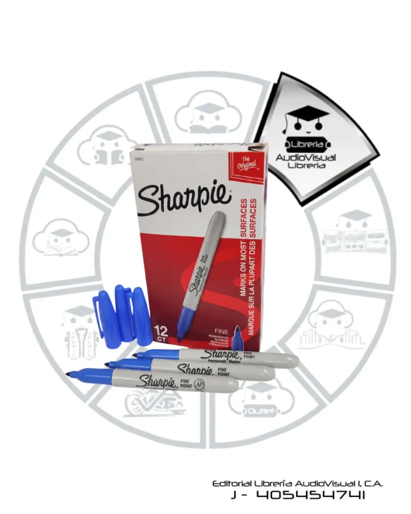 MARCADOR PERMANENTE PUNTA FINA  AZUL SHARPIE 12