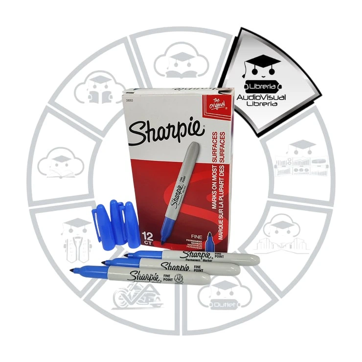 MARCADOR PERMANENTE PUNTA FINA  AZUL SHARPIE 12