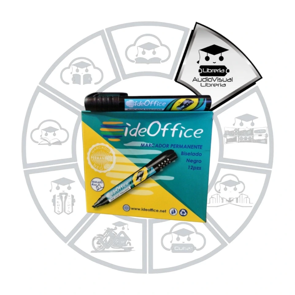 MARCADOR PERMANENTE NEGRO BISELADO IDEOFFICE 12