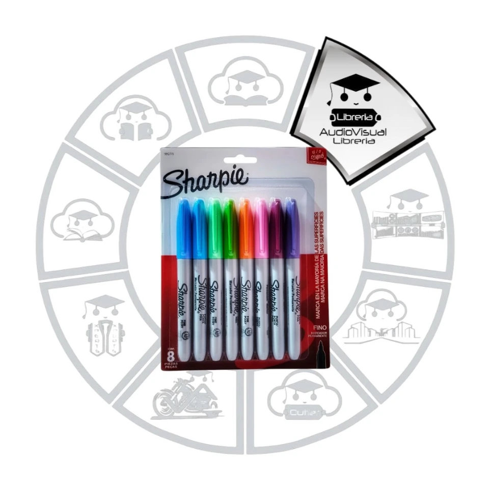 MARCADOR PERMANENTE PUNTA FINA SURTIDO SHARPIE 8