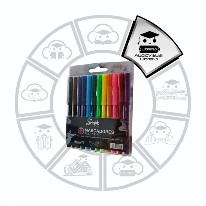 [TEPM6] MARCADORES DE COLORES PUNTA FINA SHARK12