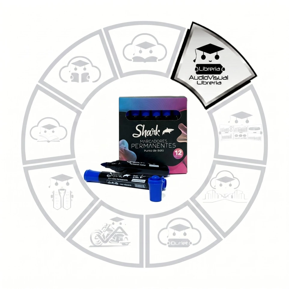 MARCADOR PERMANENTE AZUL SHARK 12
