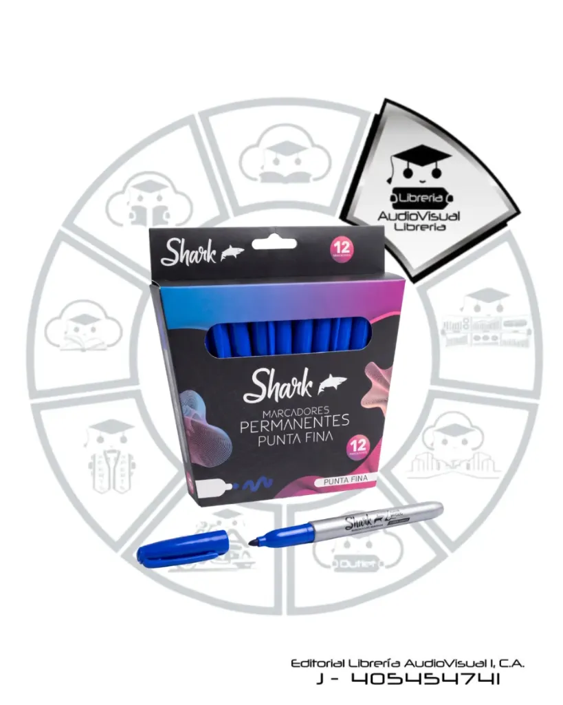 MARCADOR PUNTA FINA AZUL SHARK 12