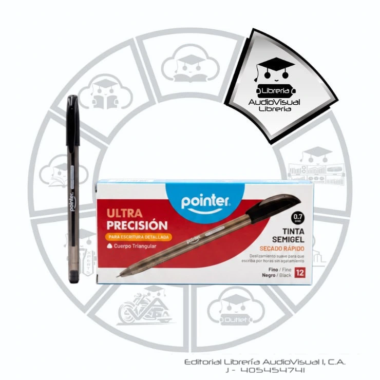 [BOS0NPO12B] BOLIGRAFO SEMIGEL 0.7MM NEGRO POINTER 12 BP-2007-N
