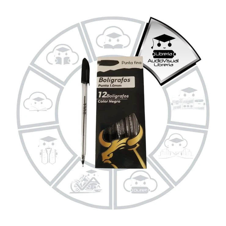 [BOTNBU] BOLIGRAFO TRANSPARENTE NEGRO BULL 12
